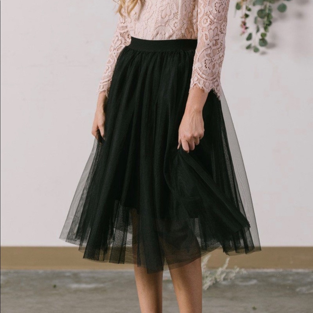 Esprit Black Tulle Midi Skirt